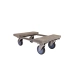 The Furniture and Piano Dolly 1354 features two carpeted platforms and four blue caster wheels for moving heavy items. This flat, rectangular dolly is ideal for furniture transport and is shown on a white background.